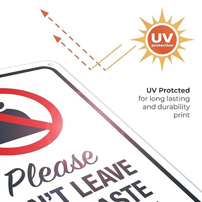 Please Don’t Leave Dog Waste Bags Here 10x7 Inches, 55 mil Thick HDPS (high Density polystyrene), Made in USA