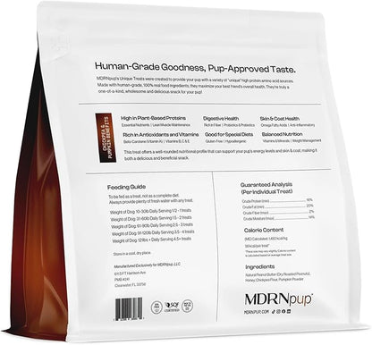 MDRNpup® Unique Dog Treats, Human Grade and All-Natural, Only Four Ingredients, High Protein - Amino Acids, Nothing Artificial, Soft Baked in The USA (13.2 Ounce, Chickpea & Pumpkin)