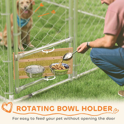 Galvanized Chain Link Large Outdoor Dog Kennel With Waterproof & UV-Resistant Cover, For M&L Dogs, 19.7' X 7.5' X 7.5',Multiple Packages