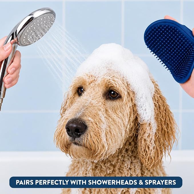 Bodhi Dog Shampoo Brush - Pet Grooming & Bath Supplies for Dogs and Cats - Bath Brush for Long & Short Hair - Premium Scrubber for Shower, Showerhead, Sprayer & Bathing (Two Pack, Blue)