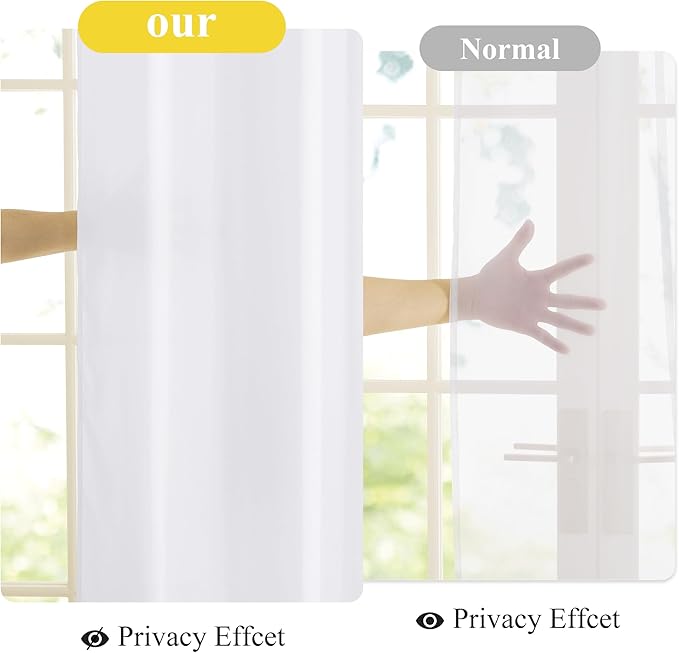 NICETOWN White Privacy Sheer Curtains 63 Inches Long Non-See-Through Semi Sheer Curtains Light Filtering Window Drapes for Kitchen Living Room 2 Panels Set, 42" W