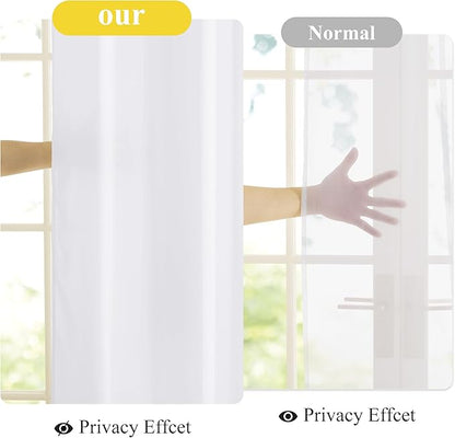 NICETOWN White Privacy Sheer Curtains 63 Inches Long Non-See-Through Semi Sheer Curtains Light Filtering Window Drapes for Kitchen Living Room 2 Panels Set, 42" W