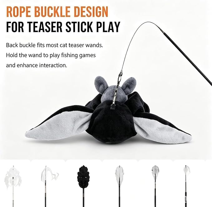 Flying Bat Dog Toy, 2026 New Flying Bat Toy for Dogs, Flapping Wings Interactive Pet Toy with Chirping Engages Cats and Dogs, Detachable Usb Rechargeable, Hanging and Ground Play ，Sugar Glider：1PCS