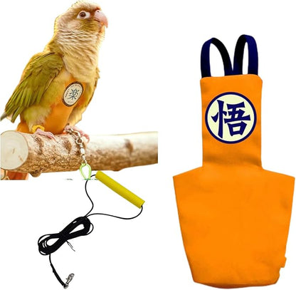 MANON ROSA Bird Diapers Leash Set Washable Reusable Handmade Flight Suit Waterproof Inner Layer - Protective Parrot Nappy Clothes Parakeets Macaws Budgies Canaries (Orange1,Cockatiel)