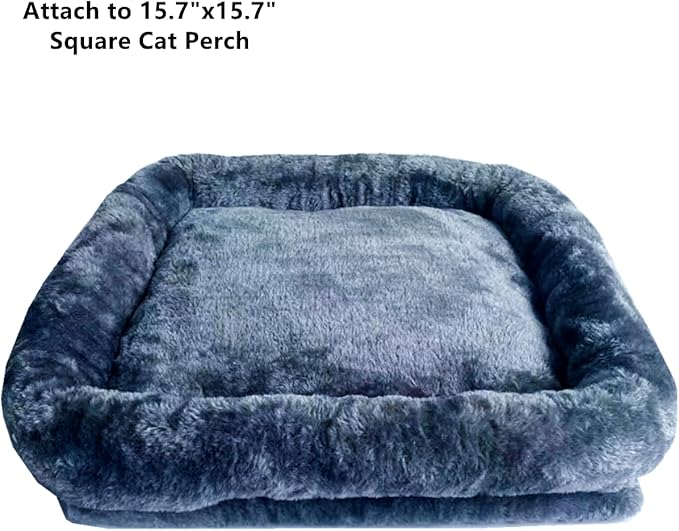 SHENGOCASE Cat Tree Tower Accessories Replacement Parts Top Cushion Bed Cover for Cat Perch with Elastic Band (15.7" x 15.7", Grey)
