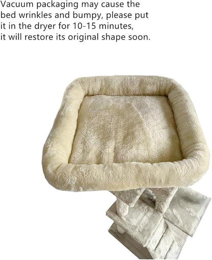 SHENGOCASE Cat Tree Tower Accessories Replacement Parts Top Cushion Bed Cover for Cat Perch with Elastic Band (15.7" x 15.7", Beige)
