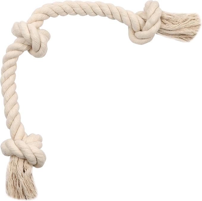 Barida Natural White Cotton Tough Dog Rope Toy. Non Toxic and Premium Rope Dog Tug Toy for Medium & Large Dogs.