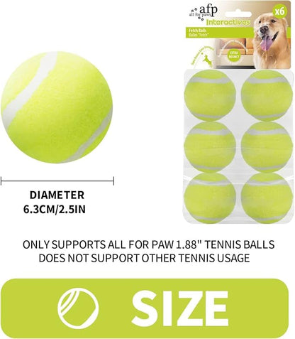 ALL FOR PAWS 2.5-inch Tennis Balls for Dogs, Fetch Toys for Medium Large Dogs, Bouncy & Durable Tennis Balls for Ball Launcher Toy, 6 Pack Fetch Toy for Outdoor Play