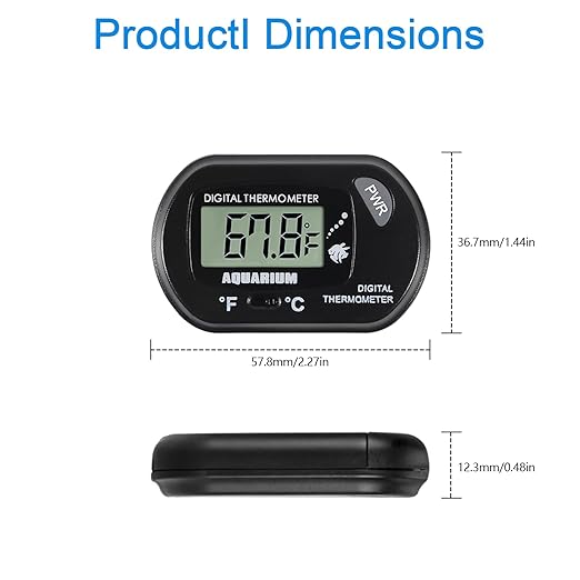 8pcs Aquarium Thermometer LCD Digital Fish Tank Thermometer with Water-Resistant Sensor Probe and Suction Cup for Turtle Incubators Terrarium Water Thermometer