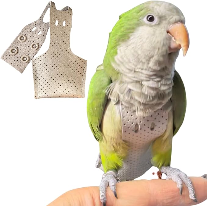 Premium Genuine Cowhide Bird Flight Harness Anti Bite Breathable Parrot Diaper Parrot Suit with Leash for Parakeet Conure Quaker Flying Clothes Rope and Handle (Without Leash,Pigeon)