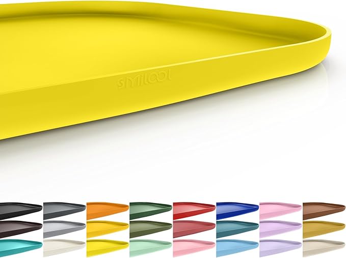 SMILOOL Waterproof Silicone Pet Food Mat with Raised Edge for Dog & Cat | 24" x 16" Non-Slip Pet Feeding Mats with Lip for Food & Water Bowl, Food Grade, Easy Cleaning, Light Yellow