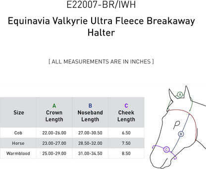 Equinavia Valkyrie Soft Ultra Fleece Padded Adjustable Breakaway Horse Halter - Brown/Ivory White - Horse
