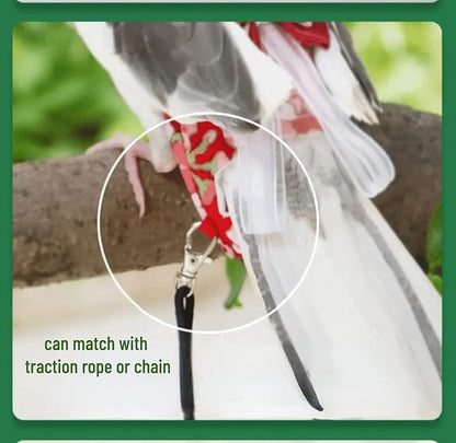 Bird Flight Suits Diapers, Parrot Flight Suits Diapers for Monk Parakeets, Cockatiels Flight Suits, Parrot Clothes, Bird Training Nappy Suit Liners Clothes (M, Red-B)