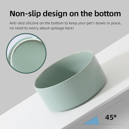 Havniva Ceramic Dog Bowls, Dog Food and Water Bowl Set, Dog Water Bowl | 7.3” Ceramic Dog Food Bowls with Non-Slip Rubber Base, Large Capacity, Dog Feeding Bowls for Medium Dogs