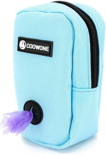 COOWONE Dog Treat Pouch for Training, Portable Dog Walking Bag Built in Poop Dispenser, Pocket Sized Pet Pouches, Doggie Puppy Snack Rewards Bag, Treat Carrier Holder with Clip (Blue)