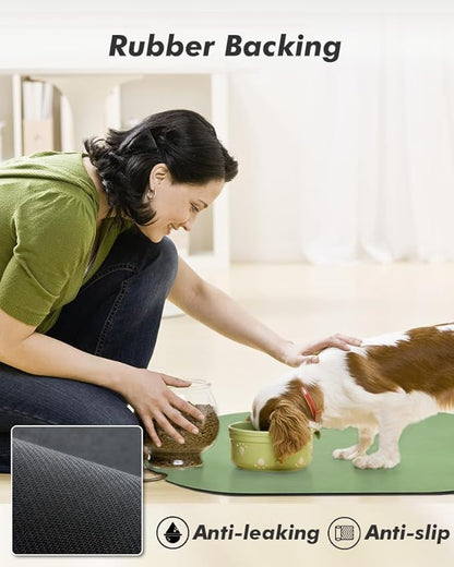 Absorbent Dog Food Mat-Dog Cat Mat for Food and Water Bowl, Quick Dry Pet Food Mat, No Stains Pet Feeding Pad, Cat Accessories Pet Supplies Mat for Messy Drinkers