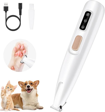 Mcbazel Pet Micro Precision Trimmer, Multifunctional Pet Hair Trimmer Waterproof Rechargeable Shaver with LED Light for Paws Eyes Ears Face Buttocks for Small Dogs and Cats，50dB Quiet Shave.