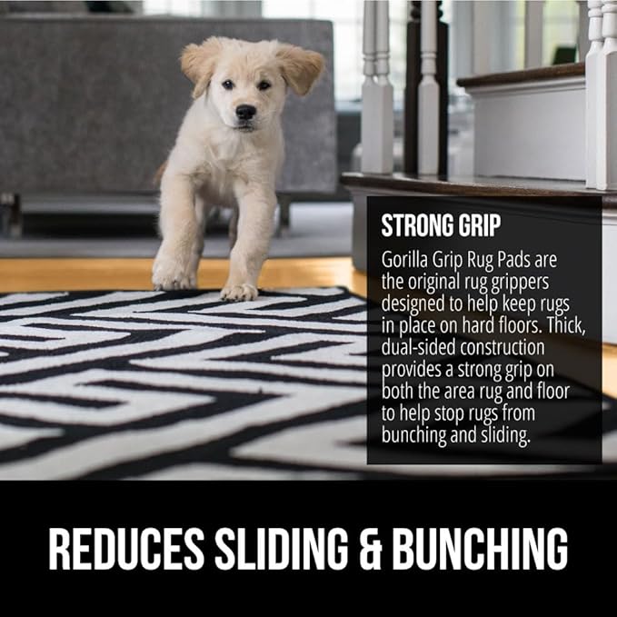 GORILLA GRIP Strong Rug Pad Gripper, 10x14 FT, US Designed, Grips Help Keep Area Rugs Safe and in Place, Slip and Skid Resistant Pads for Hard Floors, Under Carpet Mat Cushion Hardwood Protection