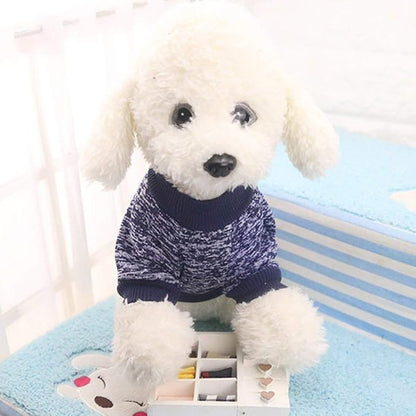 Idepet Pet Dog Classic Knitwear Sweater Soft Fleece Coat for Small,Medium Dog,Warm Pet Dog Cat Clothes,Soft Puppy Customes (M, Navy)