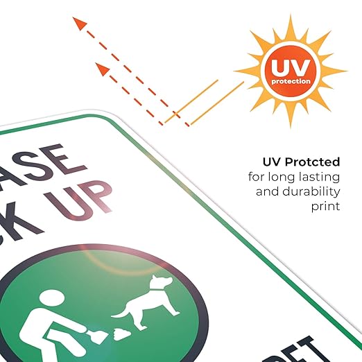 Clean Up After Your Dog Sign, Please Pick Up After Your Pet Sign, 18x24 Inches, 55 mil Thick HDPS (high Density polystyrene), Made in USA