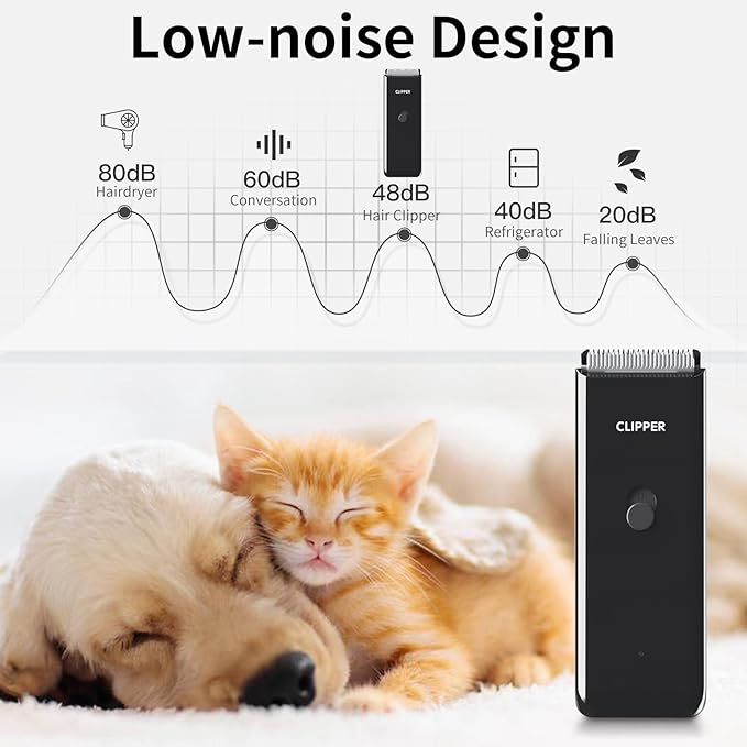 Black Dog Cat Clippers, Home Professional Cordless Cat Grooming Tools for Dog Thick Coat Clippers, Low Noise Pet Hair Trimmer Kits with 9-Pieces