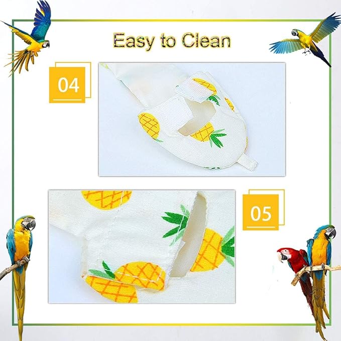 Diaper Flight Suite Liners for Birds Protective Nappy with Waterproof Inner Layer Cute Urine Wet Suit for Parrot Macaw African Budgies Conure Monk Parakeet (L,Yellow)