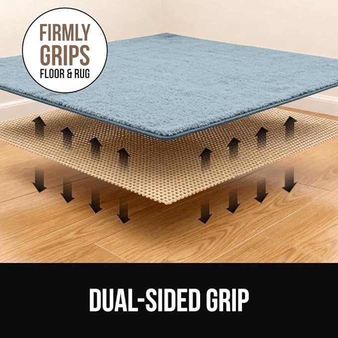 GORILLA GRIP Premium Dual Sided Extra Thick 2x6 Rug Gripper Pad for Hardwood Floors, Breathable Slip Resistant Pad Grips Under Carpet Area Rugs for Hard Surface Floor Protection, Easy Trim Mats, Beige