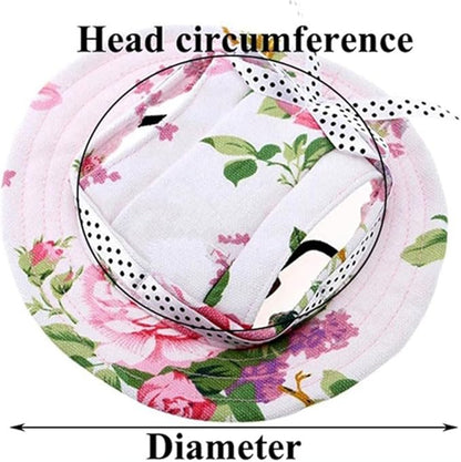 Round Brim Princess Hat Visor Hat Pet Dog Mesh Porous Sun Hat with Ear Holes for Small, Extra Small Dog Teddy, Pug, Chihuahua, Shih Tzu, Yorkshire Terriers, Papillon U-red M