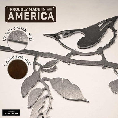 METALBIRD - Nuthatch - Outdoor Tree Ornaments in Corten Steel - Metal Art Proudly Made in The USA
