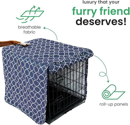 Molly Mutt Romeo & Juliet Dog Crate Cover, 100% Cotton Canvas Cover with 2 Roll-Up Panels, Ideal for Dog or Cat Crate, Durable, Washable, and Free of Harmful Chemicals, 30" x 19" x 21"