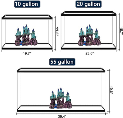 Aquarium Castle Decoration for Fish Tank Castle Cave Hideouts House Plants Supplies Accessories Safe for Freshwater and Saltwater Fish Tanks – Medium（Blue）