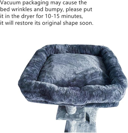 SHENGOCASE Cat Tree Tower Accessories Replacement Parts Top Cushion Bed Cover for Cat Perch with Elastic Band (15.7" x 15.7", Grey)