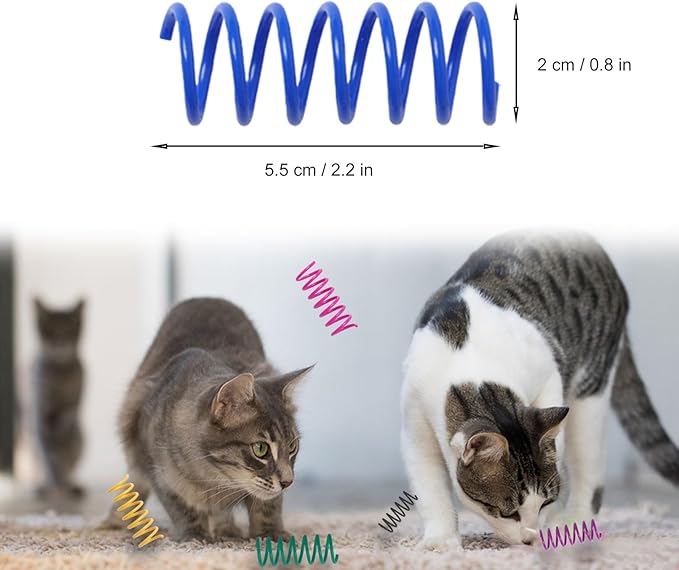 12PCS 12Colors Cat Spring Toys for Indoor Cats, Interactive Coil Springs for Self Play, Durable Heavy Plastic Cat Spiral Spring, Hunting, Biting, Swatting Creative Kitten Toy.