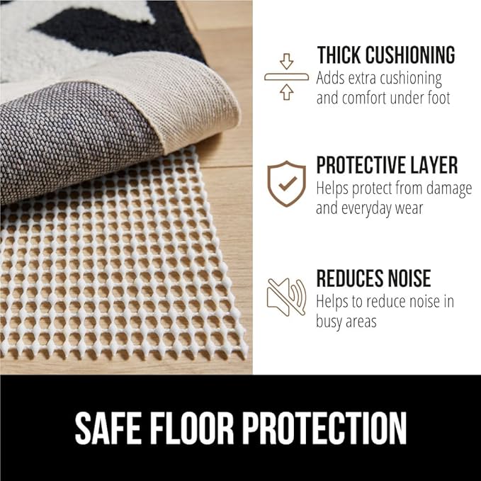 GORILLA GRIP Strong Rug Pad Gripper, 10x14 FT, US Designed, Grips Help Keep Area Rugs Safe and in Place, Slip and Skid Resistant Pads for Hard Floors, Under Carpet Mat Cushion Hardwood Protection