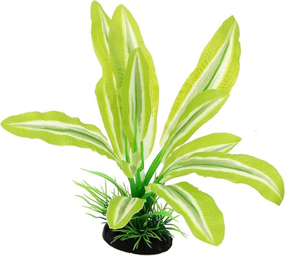 Silk Aquarium Plants for Betta Fish Tank, 2 Pcs 8 Inch Small Silk Aquarium Plant Aquatic Water Grass Decoration，Green-Yellow