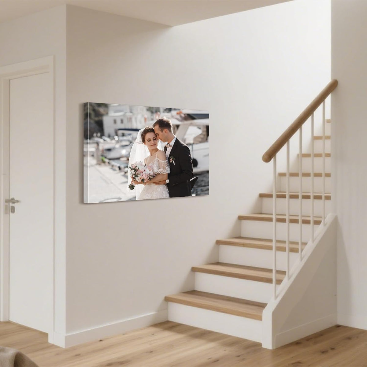 Personalized Custom Canvas Prints with Your Photos & Text, Customized Picture Print, Transform Own Images Into Framed Wall Art Digitally Printed Photo to Canvas, Keepsakes Gifts for Family 32x24’’