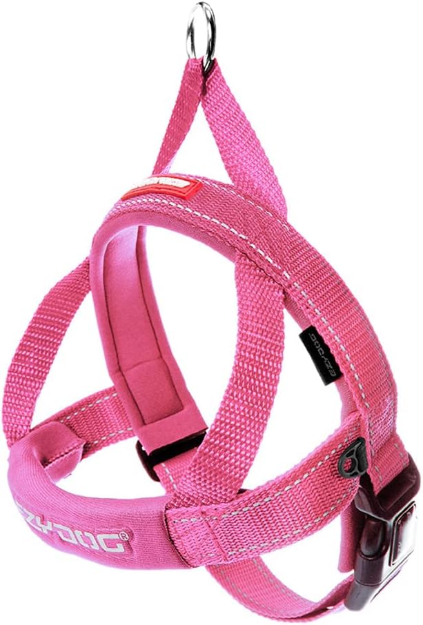 EzyDog Quick Fit Dog Harness, Soft Neoprene Padding - XX-Small, Pink | Fast One-Click Buckle, Adjustable Fit, Strong Reinforced Materials, Reflective Stitching, No Pull Dog Harness, Easy Walking