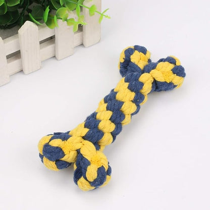 Dog Rope Toy Bone Pet Teeth Cleaning Toy - 2 Handmade Gifts for Puppies