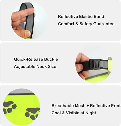 Reflective Dog Bandana Collar Scarf for Small and Large Dogs – Hunting Season High Visibility Night Safety Accessory (Green, Large)