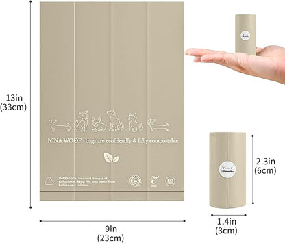 NINA WOOF Dog Poop Bags - 180 Compostable & Biodegradable with Leather Poop Bag Holder - (Lilac) Bundle - Versatile Vegan Leather Waste Bag Holder for Dog Poop and Dog Waste Bags for Puppy Walks