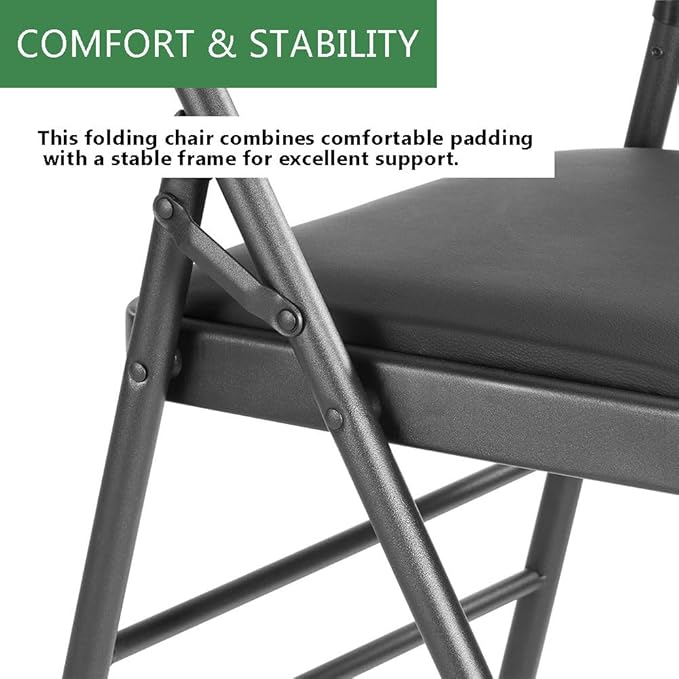 Amazing for less Pack of 4 (Fabric/Vinyl) Steel Frame Metal Foam Padded Folding Chairs (Black, Gray, White)
