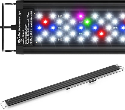 SEAOURA Led Aquarium Light for Plants-Full Spectrum Fish Tank Light with Timer Auto On/Off, 48-54 Inch, Adjustable Brightness, White Blue Red Green Pink LEDs with Extendable Brackets for Freshwater