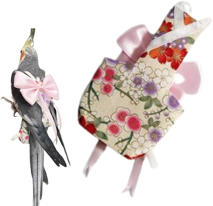 Bird Diaper Parrot Washable Diapers, Parrot Flight Suit, Reusable Nappies for Parakeet Cockatiel Mini Macaw Budgie Conure Lovebird (Beige,2M)