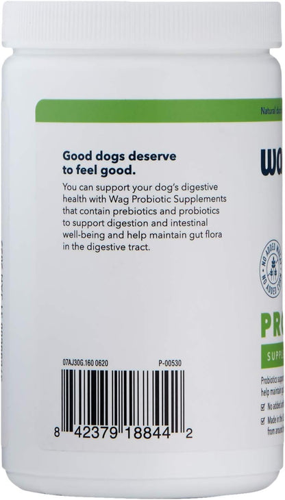 Amazon Brand - Wag Probiotic Supplement Chews for Dogs, Supports Digestive Health and Gut Flora, Natural Duck Flavor, 160 Count, Pack of 1