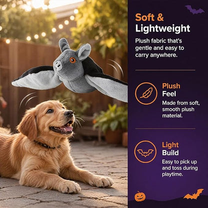 Flying Bat Dog Toy, Flapping Bat Dog Toy with Chirping Sounds, Interactive Rechargeable Flap Bat Toy for Dogs Cats, Hanging & Wand Play, 3PCS