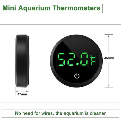 Aquarium Thermometer Digital Fish Tank Thermometer Led Display Fish Tank Temperature Gauge Accurate Thermometer to ±1℉ for Betta Axolotl Turtle Tank (with Spare Battery) 2pack