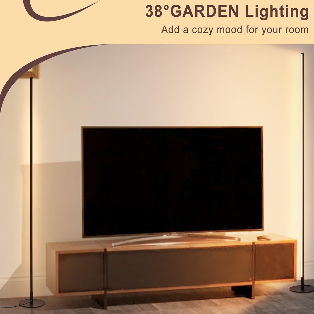 Corner Floor Lamp, 2 Pack Modern Floor Lamp with Remote and Stepless Dimmable Colors Temperature & Brightness, Standing Lamps for Living Room Bedroom Office