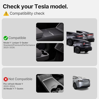 5 Pcs Floor Mats for Tesla Model Y Juniper 2025 2026, All-Weather TPE Anti-Slip Cargo Liner & Rear Trunk Mat, Fits Standard/Premium/Performance 5-Seater