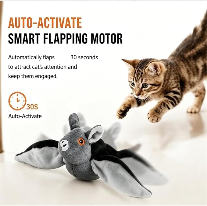 Flying Bat Dog Toy, 2026 New Flying Bat Toy for Dogs, Flapping Wings Interactive Pet Toy with Chirping Engages Cats and Dogs, Detachable USB Rechargeable, Hanging and Ground Play ，Chick：2PCS
