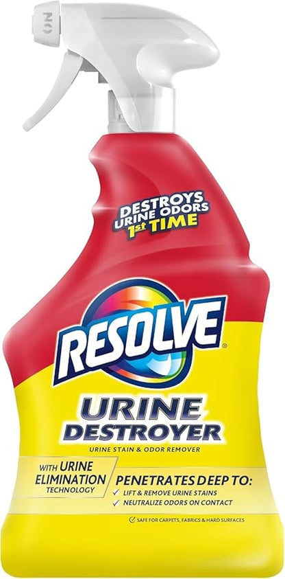 Resolve Urine Destroyer Spray – Pet Stain and Odor Remover, Carpet Cleaner Solution for Cat and Dog Urine, 32 Fl Oz